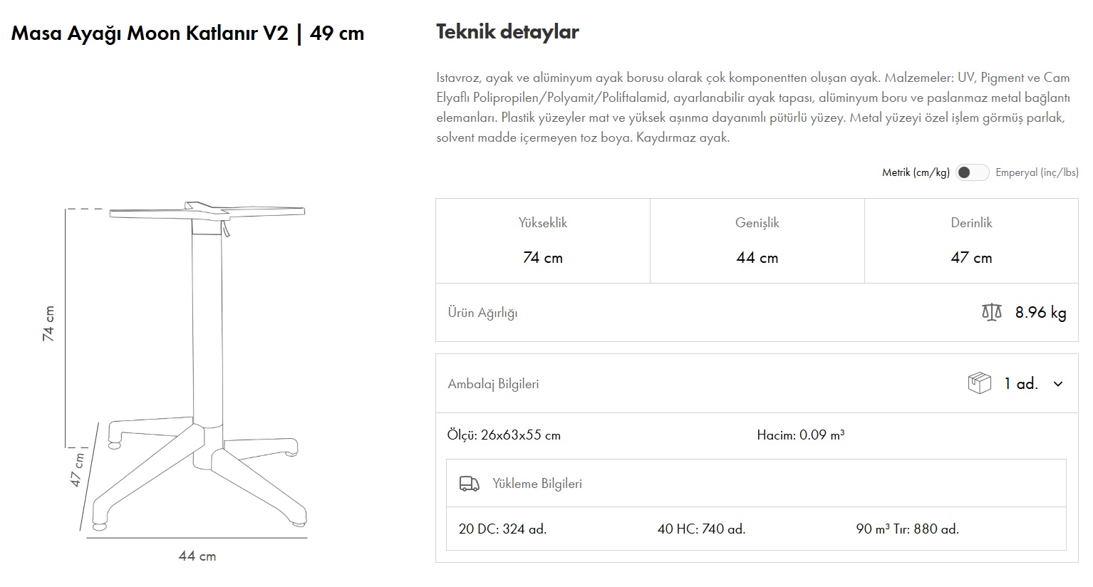 Moon Ayak 49 Katlanır V2